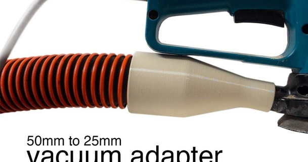 adapter - 50mm vacuum hose 25mm tool inlet peter download free stl model printablescom 3d models hobby & makers tools connector inch makita oneinch 3d print model - Mito3D
