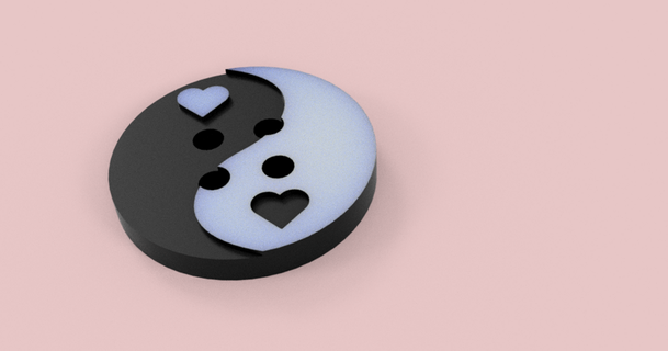 yin yang botón golpe robarlo descargar gratis stl modelo imprimiblescom 3d modelos Moda accesorios equilibrar botones 3d print model - Mito3D