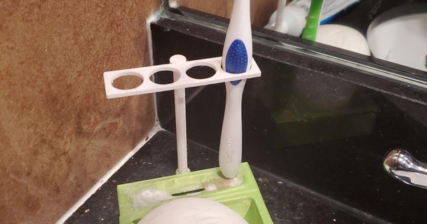 soap dish toothbrush holder lynnwood maker space download free stl model printablescom 3d models household bathroom bathroomaccessories bathroomaccessory bathroomorganizer handsoap multifunction 3d print model - Mito3D