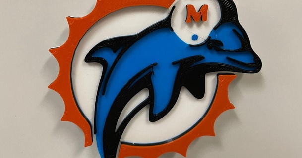 miami dolphins logo pmeineke download free stl model printablescom 3d models household decor afc fins florida football 3d print model - Mito3D