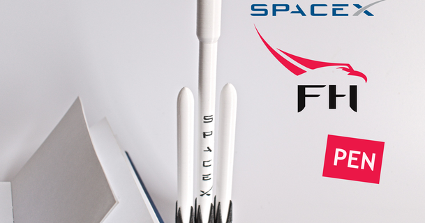 spacex Falke schwer Stift Stand Lukes 3d download frei stl Modell Printablescom Modelle Haushalt Büro cool Elon elonmusk 3d print model - Mito3D