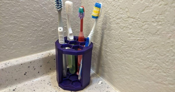 toothbrush holder - hexagonal thevor download free stl model printablescom 3d models household bathroom bathroomorganizer toolorganizer toothbrushholder 3d print model - Mito3D