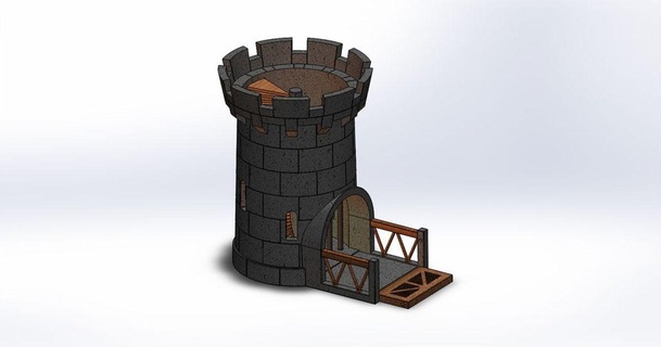 castle dice tower moveable gate drlennarts download free stl model printablescom 3d models toys & games outdoor boardgames dd dicetower dnd 3d print model - Mito3D