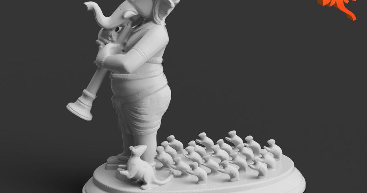 ganesha pied piper making gods india download free stl model printablescom 3d models art & design sculptures elephant ganesh god hindu 3D print model - Mito3D