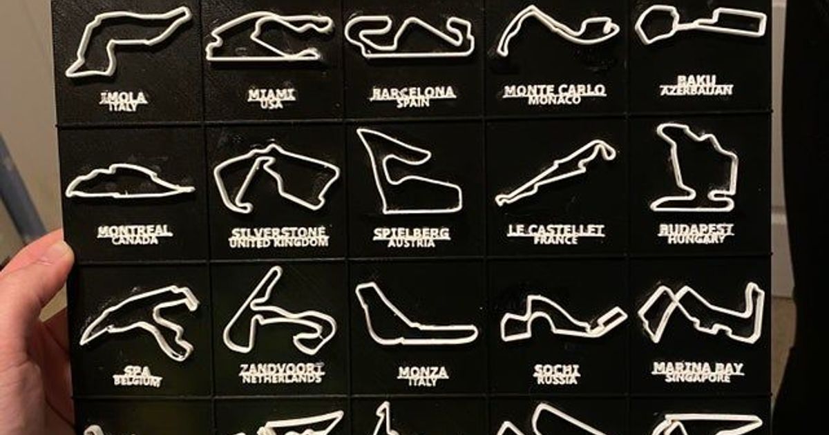 formula 1 individuale circuiti logo vuoto tavola spezzacuori Scarica gratuito stl modello printablescom 3d Modelli arte design wall mounted f1 formula1 3D print model - Mito3D