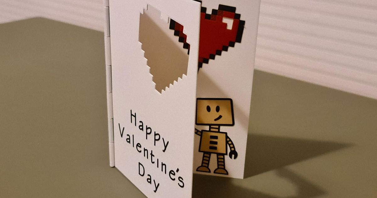 nerd san valentin día tarjeta álego descargar gratis stl modelo imprimiblescom 3d modelos estacional diseños primavera Pascua Resurrección enamorado San Valentín 3D print model - Mito3D