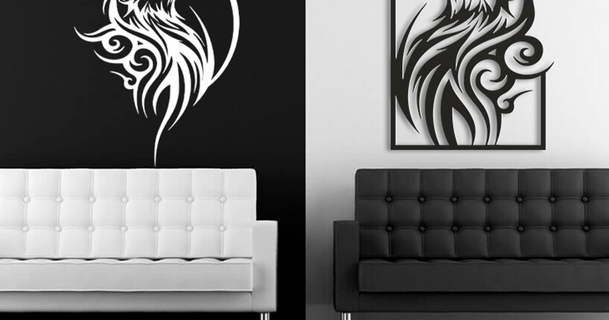 tribal wolf mishkin2 download free stl model printablescom 3d models art & design wall-mounted 3d print model - Mito3D
