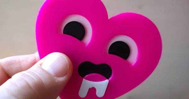 horny heart emoji valentine badge stevenmarx download free stl model printablescom 3d models art & design 2d plates logos cute girlfriend 3d print model - Mito3D