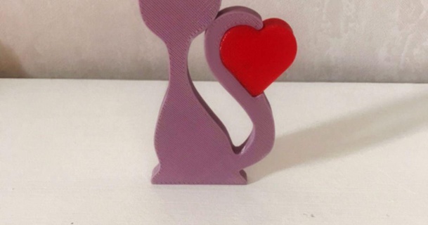 gato coração oxa baixar livre stl modelo printablescom 3d modelos arte Projeto designs namorados amo amar impressoras 3d print model - Mito3D