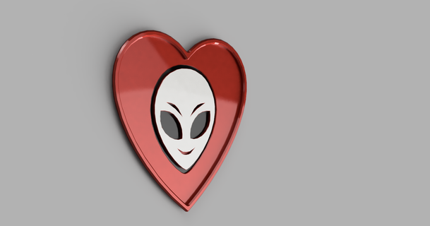 valentines alien heart noseams download free stl model printablescom 3d models art & design 2d plates logos 3d print model - Mito3D