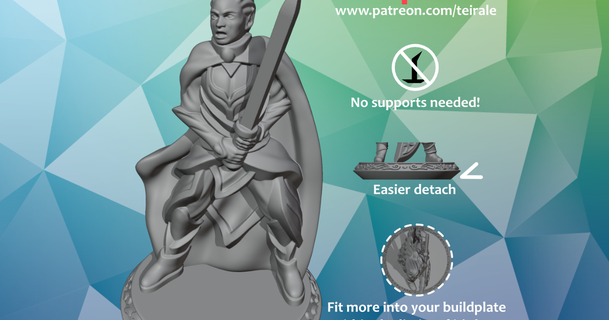 29 fighter elf - gender neutral supports needed teirale download free stl model printablescom 3d models toys & games rpg figures dnd dndminiature mini miniaure nosupportneeded 3d print model - Mito3D