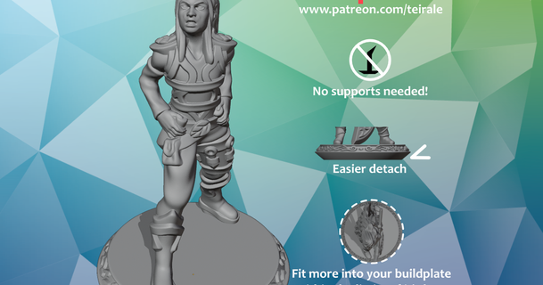 30 rogue elf - gender neutral supports needed teirale download free stl model printablescom 3d models toys & games rpg figures dnd dndminiature mini miniature nosupportneeded 3d print model - Mito3D