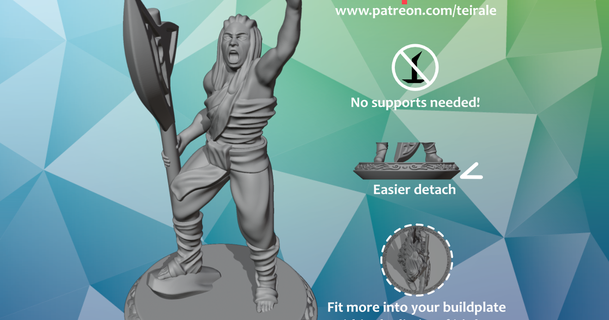 32 barbarian elf - gender neutral supports needed teirale download free stl model printablescom 3d models toys & games rpg figures dnd dndminiature mini miniature nosupportneeded 3d print model - Mito3D