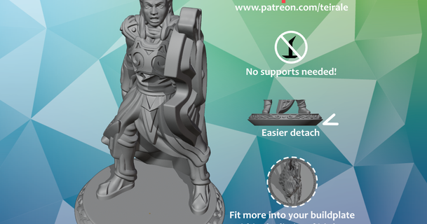 33 cleric elf - gender neutral supports needed teirale download free stl model printablescom 3d models toys & games rpg figures dnd dndminiature mini miniature nosupportneeded 3d print model - Mito3D