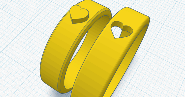 rings couples - hearts v1 dave download free stl model printablescom 3d models fashion accessories heart heartvalentinesday ring 3d print model - Mito3D
