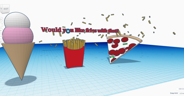 papas fritas nathan descargar gratis stl modelo imprimiblescom 3d modelos Moda accesorios comida helado Pizza anillo 3d print model - Mito3D