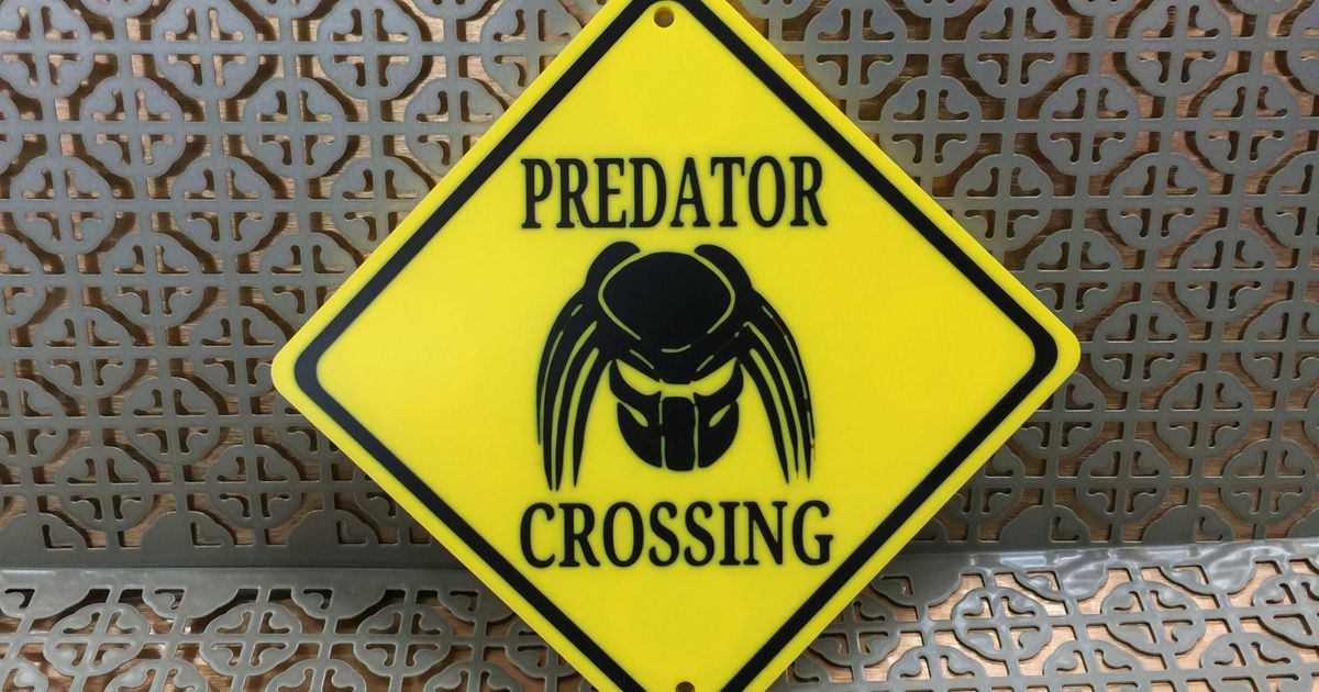 predator crossing sign starlabs3d download free stl model printablescom 3d models art & design 2d plates logos alien aliens asllexicon blockchain boardgame 3D print model - Mito3D