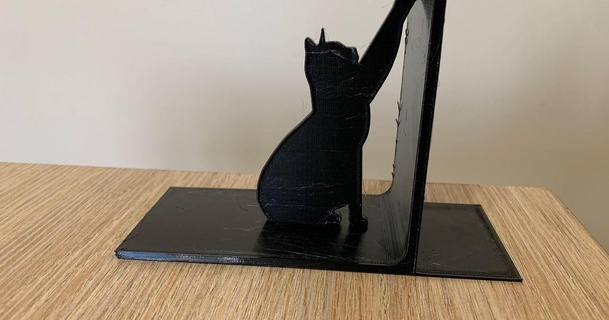 cat silhouette bookend bugsy515 download free stl model printablescom 3d models household decor bookends 3d print model - Mito3D