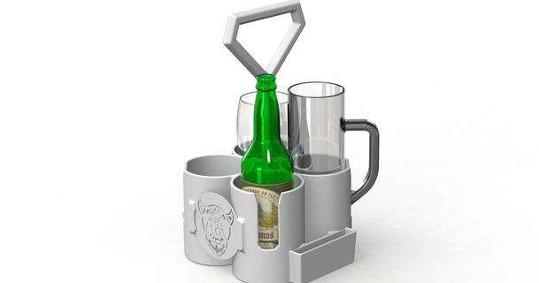 ko ek birra titolare supporto lupi Scarica gratuito stl modello printablescom 3d Modelli gadget bicchiere falciatrice cassa bottiglie 3d print model - Mito3D