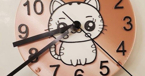 lindo gato pared reloj atxmatt descargar gratis stl modelo imprimiblescom 3d modelos Arte diseño wall mounted niños 3d print model - Mito3D