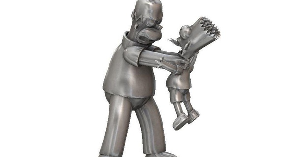 bart homer Simpson val baixar livre stl modelo printablescom 3d modelos brinquedos jogos açao figuras estátuas Papai abraço amar 3d print model - Mito3D