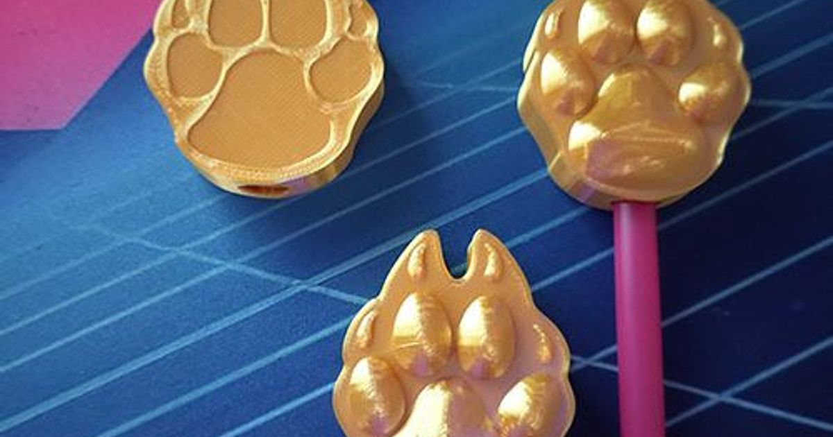 wolfpaw strawtoppers kyuubinight download free stl model printablescom 3d models household kitchen claws dogprint paw pawprint straw 3D print model - Mito3D