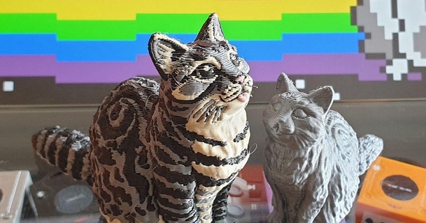 scolpire gatto mmu pittura ixpatch Scarica gratuito stl modello printablescom 3d Modelli arte design sculture animale ricordo multicolore 3d print model - Mito3D