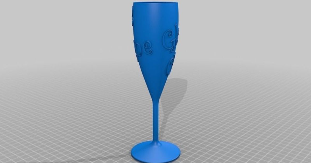 champagne glass text janne download free stl model printablescom 3d models household kitchen 3D print model - Mito3D