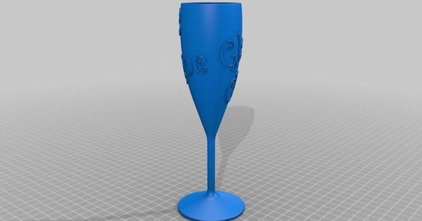 champagne glass text janne download free stl model printablescom 3d models household kitchen 3d print model - Mito3D