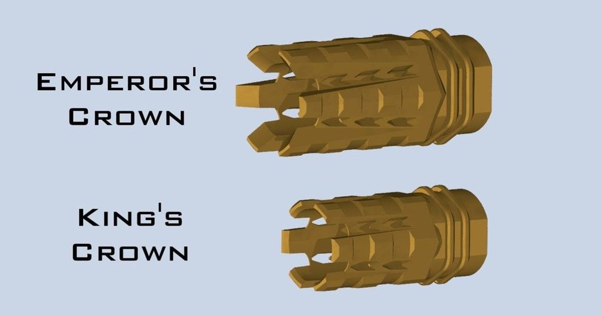 emperor's crown & king's crown-nerf flash hiders lonewolf052 download free stl model printablescom 3d models toys games outdoor blaster muzzlebrake nerf 3D print model - Mito3D