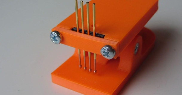 pogo pin clamp block flash adapter pins fjkraan download free stl model printablescom 3d models hobby & makers electronics openscad 3d print model - Mito3D