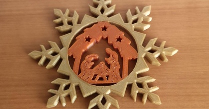 snowflake nativity ornament petour download free stl model printablescom 3d models seasonal designs winter & christmas year's 3d print model - Mito3D