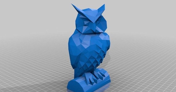 poly owl feathers visible erikjuh download free stl model printablescom 3d models art & design sculptures animal lowpoly statue 3d print model - Mito3D