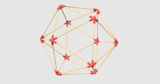 geometría icosaedro esquina conectores madera brochetas cebolla descargar gratis stl modelo imprimiblescom 3d modelos aprendizaje matemáticas parilla palitos barbacoa educación educativo 3d print model - Mito3D