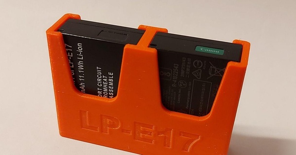 bateria suporte 2 cânone lp e17 baterias mateo furgão droga baixar livre stl modelo printablescom 3d modelos passatempo fabricantes organizadores caixa 3d print model - Mito3D
