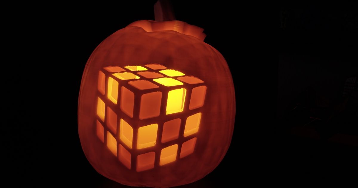rubik cube citrouille redkb Télécharger libre stl modèle imprimablescom 3d modèles saisonnier dessins l'automne Halloween d'halloween 3D print model - Mito3D