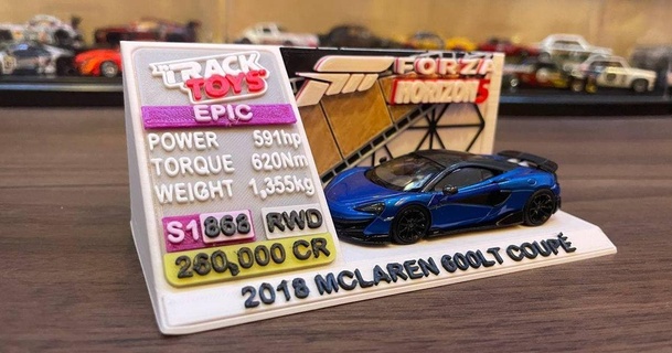 Forza horizon 5 Festival garage afficher base lcd modèles McLaren 600lt gigapingouin Télécharger libre stl modèle imprimablescom 3d jouets Jeux Véhicules fh5 forzahorizon5 3d print model - Mito3D