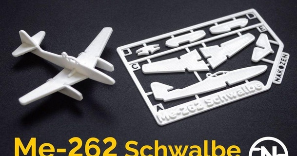 me-262 schwalbe kit card nakozen download free stl model printablescom 3d models gadgets aeroplane aircraft airplane assemblyrequired axis 3d print model - Mito3D