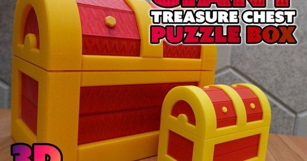 giant treasure chest puzzle box 3d printy download free stl model printablescom models toys & games puzzles brain-teasers puzzlebox treasurechest 3d print model - Mito3D