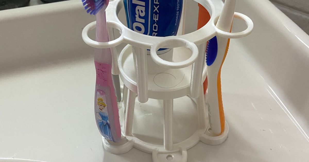 toothbrush holder family size fangdoc download free stl model printablescom 3d models hobby & makers organizers bathroom bathroomorganizer razor razorholder 3D print model - Mito3D