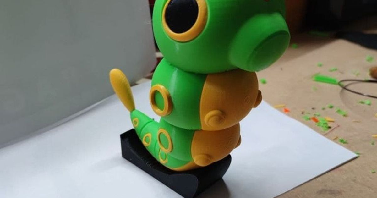 Caterpie Stand ceji3d download frei stl Modell Printablescom 3d Modelle Spielzeuge Spiele draussen Pokémon pokemonfigures pokemontoy 3D print model - Mito3D