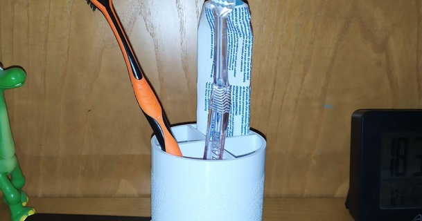 toothbrush holder snipp download free stl model printablescom 3d models household bathroom penholder toothbrushholder 3d print model - Mito3D