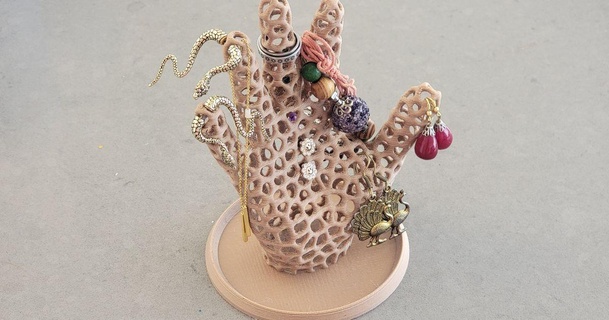 jewelry hand holder hanger stand base fractaly download free stl model printablescom 3d models household decor bracelet necklaces rings 3d print model - Mito3D