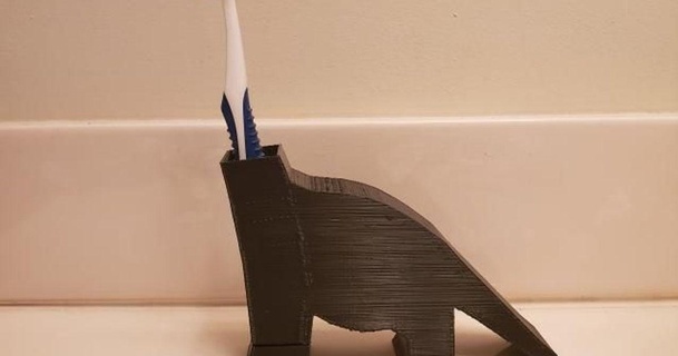 bağış bronz diş fırçası Kulp destek ctneptün indir Bedava stl model printablescom 3d modeller ev halkı banyo brontosaurus Dinozor dinozorlar fincanı 3d print model - Mito3D