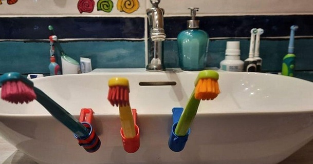 escova dente suporte diferentemente gostar baixar livre stl modelo printablescom 3d modelos casa banheiro limpeza boca colar ficar pé 3d print model - Mito3D