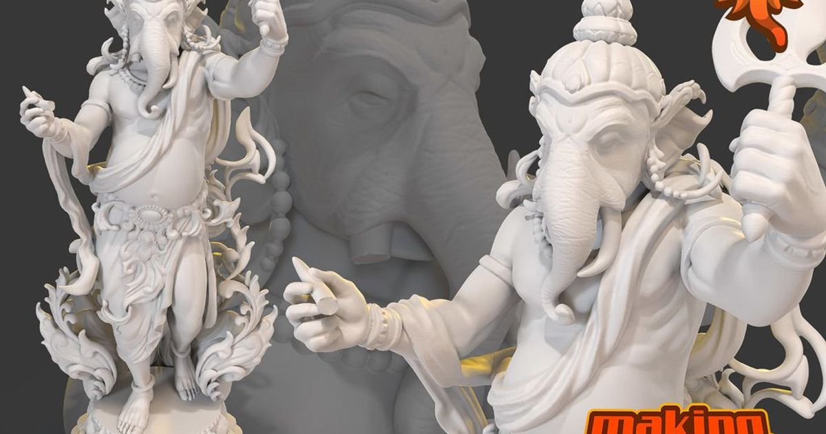 shiva-ganesha thailand making gods india download free stl model printablescom 3d models art & design sculptures divine ganesha god hindu 3D print model - Mito3D