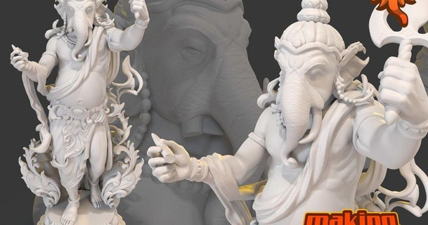 shiva-ganesha thailand making gods india download free stl model printablescom 3d models art & design sculptures divine ganesha god hindu 3d print model - Mito3D