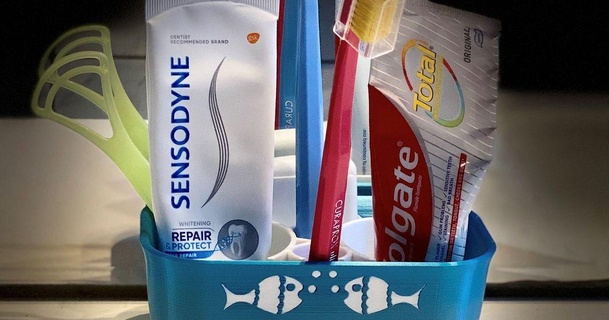 toothbrush toothpaste holder 3dkat download free stl model printablescom 3d models household bathroom toothbrushholder toothbrushstand toothpasteholder 3d print model - Mito3D