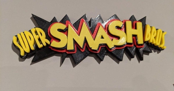 Super Smash bros n64 Logo fließt download frei stl Modell Printablescom 3d Modelle Kunst Design 2d Platten Logos Nintendo super smash 3d print model - Mito3D
