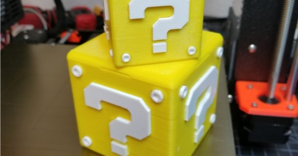 Mario Frage Block Box frank download frei stl Modell Printablescom 3d Modelle Haushalt Dekor Brüder Aufbewahrungskiste Super Bros 3d print model - Mito3D
